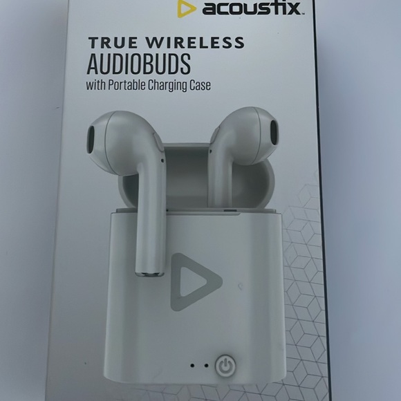 Acoustix True Wireless Audiobuds w/Portable Charger -White NEW IN BOX! - Picture 1 of 4